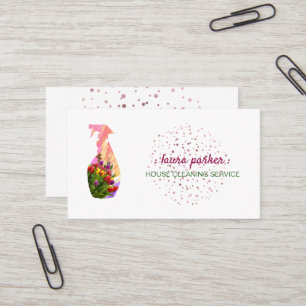 Spray Bottle Floral Cleaning Service Garden Business Card
