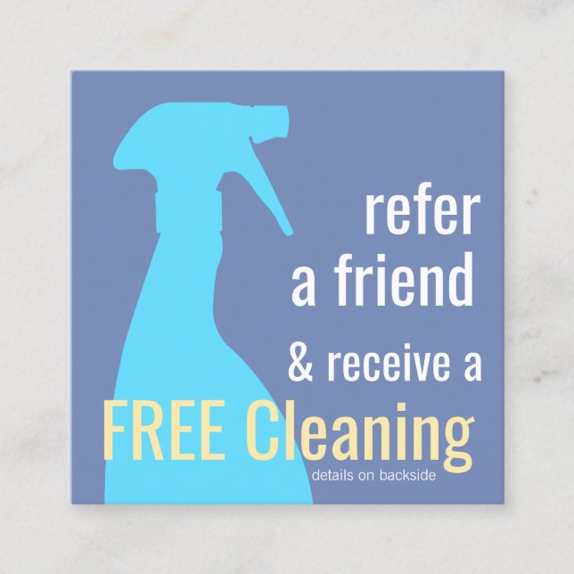 Spray Bottle House Cleaning Customer Referral Card (Front)