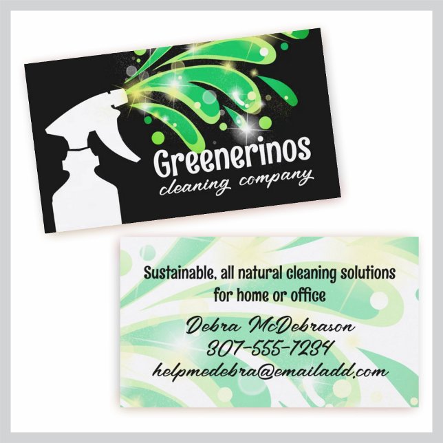 spray bottle splash green natural house cleaning business card (Creator Uploaded)