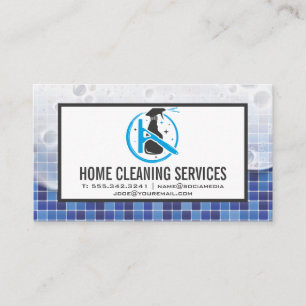 Spray Bottle   Squeegee   Soap and Bathroom Tiles Business Card