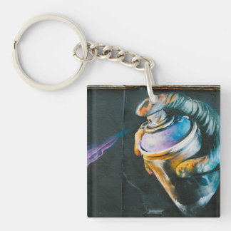 Spray can graffiti art mural key ring