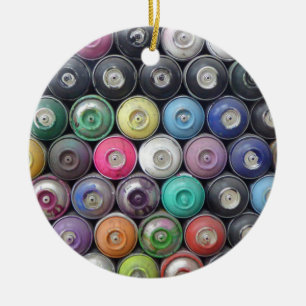 Spray cans ceramic ornament