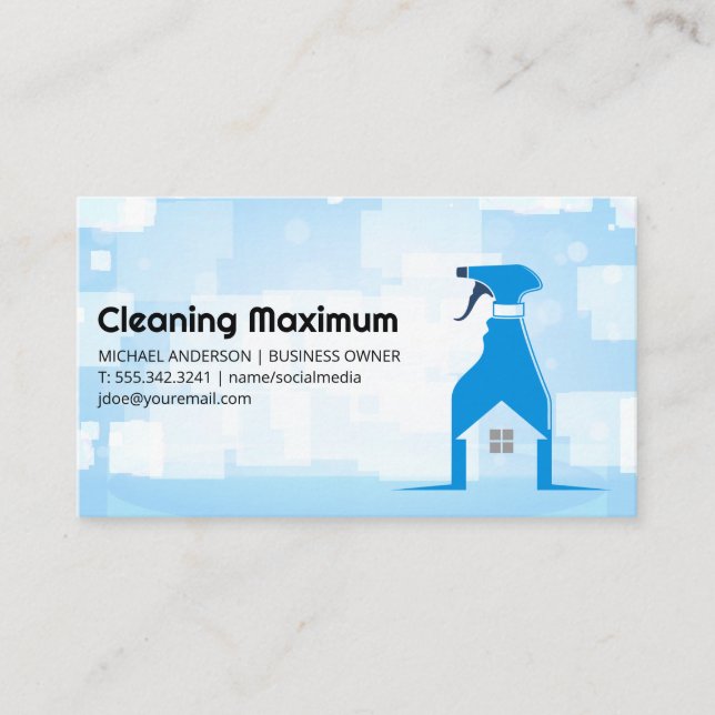Spray Cleaning Bottle | Home Cleaner Services Business Card (Front)