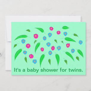 Spray of flowers Twins Baby Shower Invitations