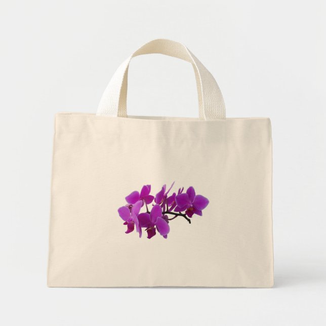 Spray of purple orchids on a tote (Front)