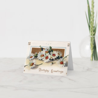 Spray of White Daisies on Old-Fashioned Background Card