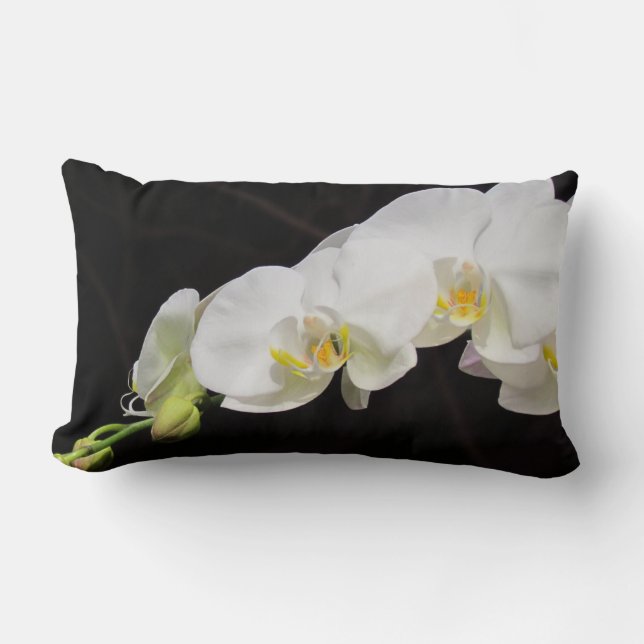 Spray of White Orchids Lumbar Cushion (Front)