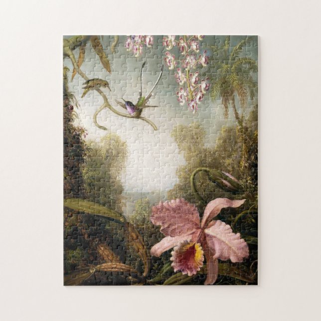 Spray Orchids with Hummingbird Puzzle (Vertical)