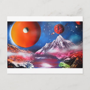 Spray Paint Art Outer Space Planets Scene Postcard