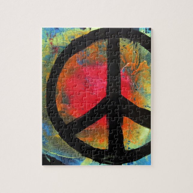 Spray Paint Art Rainbow Peace Sign Painting Jigsaw Puzzle (Vertical)