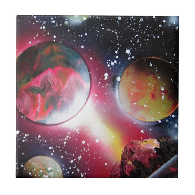Spray Paint Art Space Landscape Painting Tile (Front)