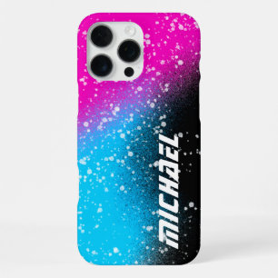 Spray Paint Black Pink and Blue Name iPhone 16 Pro Max Case