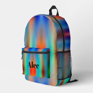 Spray Paint Orange and Blue Printed Backpack