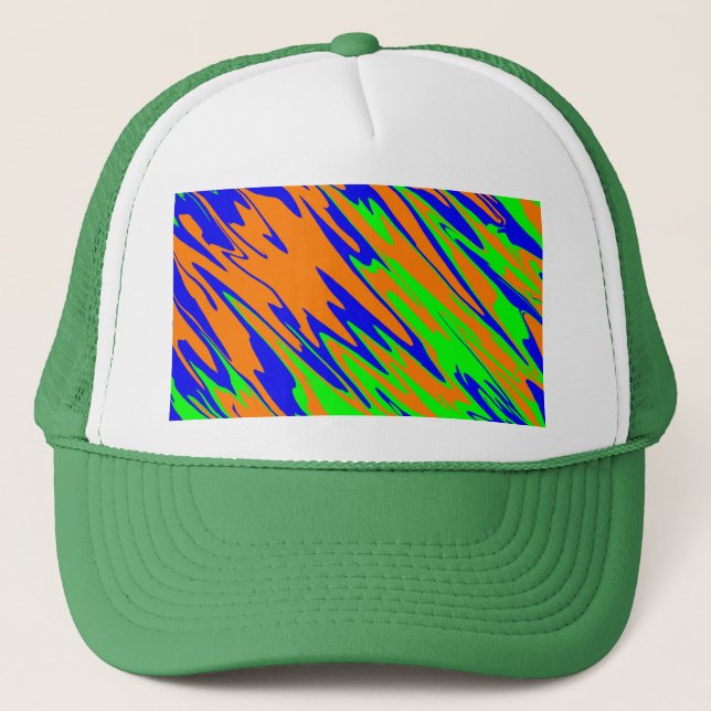 Spray Paint Orange Blue Lime Trucker Hat (Front)