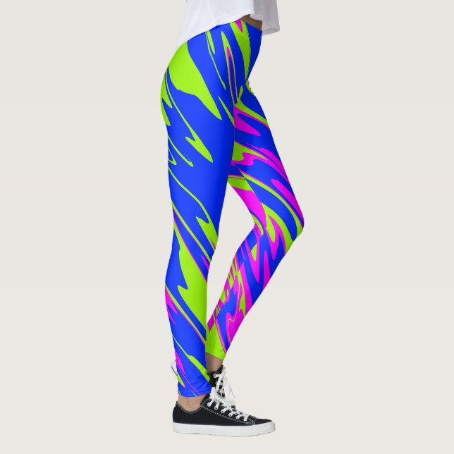 Spray Paint Pink Lime Blue Leggings (Right)