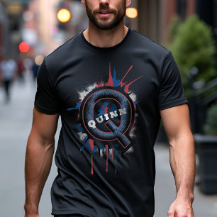 Spray Paint 'Q' Monogram: Customisable Urban T-Shirt