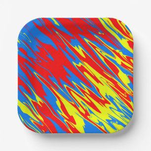 Spray Paint Red Yellow Blue Paper Plate