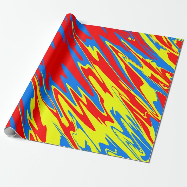 Spray Paint Red Yellow Blue Wrapping Paper (Unrolled)