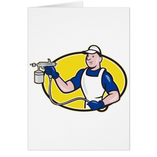 .Spray Painter Spraying Gun Cartoon (Front)