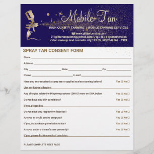 Spray Tan Business Plan Consent Waiver Form navy Flyer