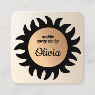 Spray Tan Copper Sun Rays Business Square B Square Business Card