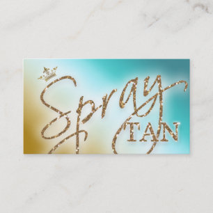 Spray Tan Gold Glitter Elegant Crown Business Card