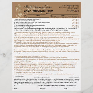 Spray Tan Liability Consent Waiver Form Flyer