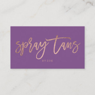 Spray tan logo elegant rose gold typography purple business card