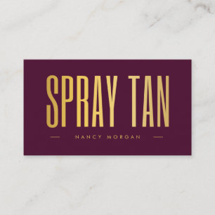 Spray Tan QR Code & Logo Burgundy And Gold Business Card