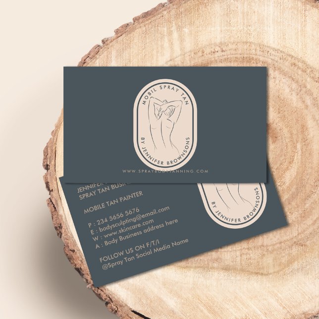 Spray Tan Woman Body Skin Navy Beige Business Card (Creator Uploaded)