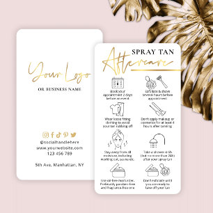 Spray Tanning Aftercare Guide White & Gold Business Card