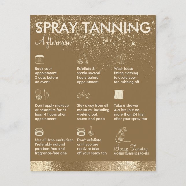 Spray Tanning Brown simple Body Paint Aftercare Flyer (Back)