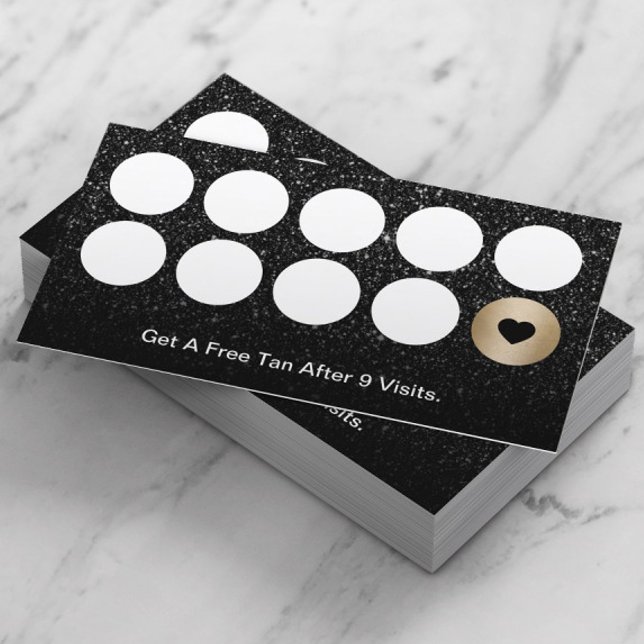 Spray Tanning Salon Modern Black Glitter Loyalty (Creator Uploaded)