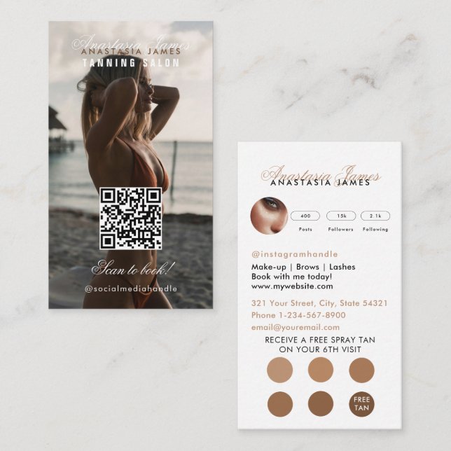 Spray Tanning Salon Social Media Loyalty Card (Front/Back)