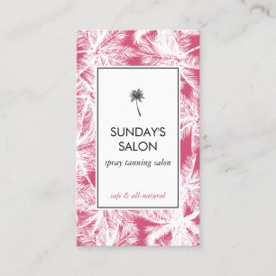 Spray Tanning Salon Tropical Pink/White Palms Business Card