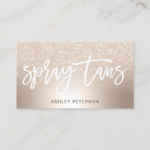 Spray tans chic gold glitter ombre metallic foil business card
