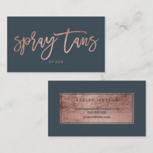 Spray tans elegant rose gold typography charcoal business card