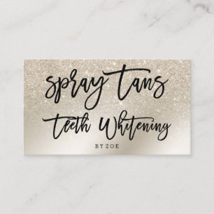 Spray tans logo teeth typography pearl glitter business card