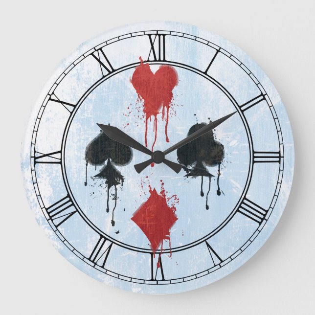 Sprayed Card Suits Large Clock (Front)