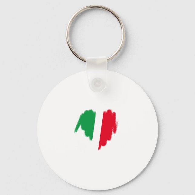 Sprayed Italian Flag Graffiti Heart Graphic Key Ring (Front)