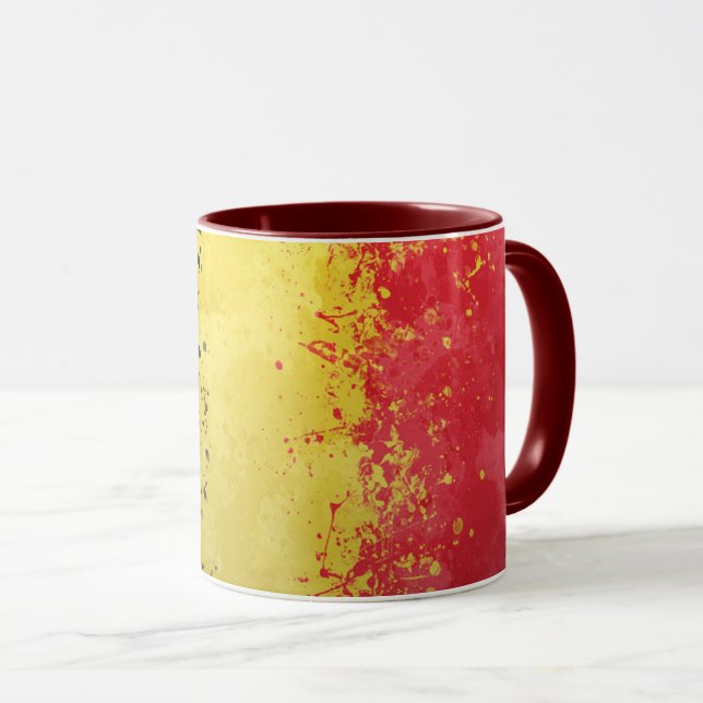 Sprayed-On Belgian Flag Covered Ceramic Mug (Front Right)