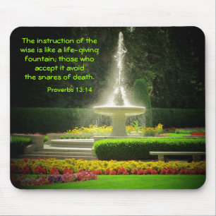 Spraying Fountain with Proverbs 13:14 Mouse Pad