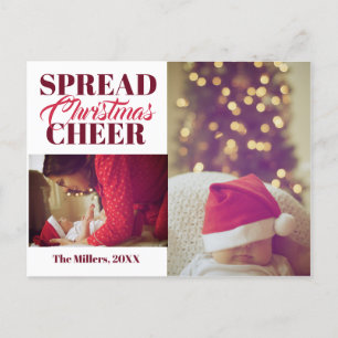 Spread Christmas Cheer Wine Red Holiday Photo Card