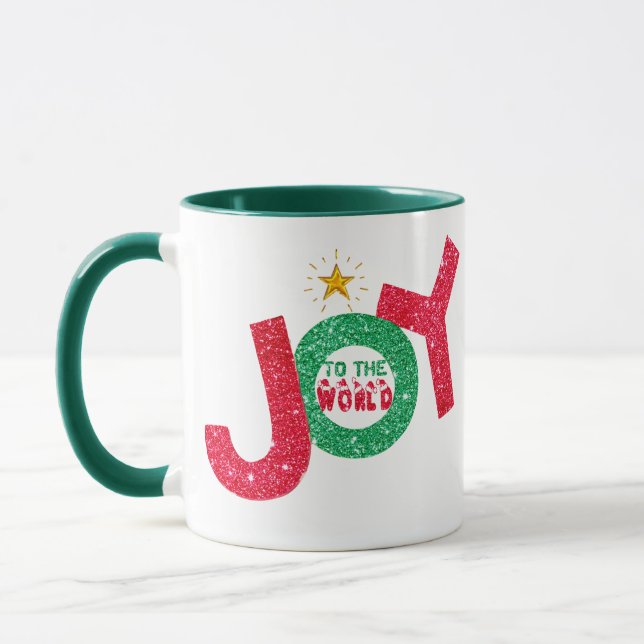 Spread Holiday Joy to the World Christmas Mug (Left)