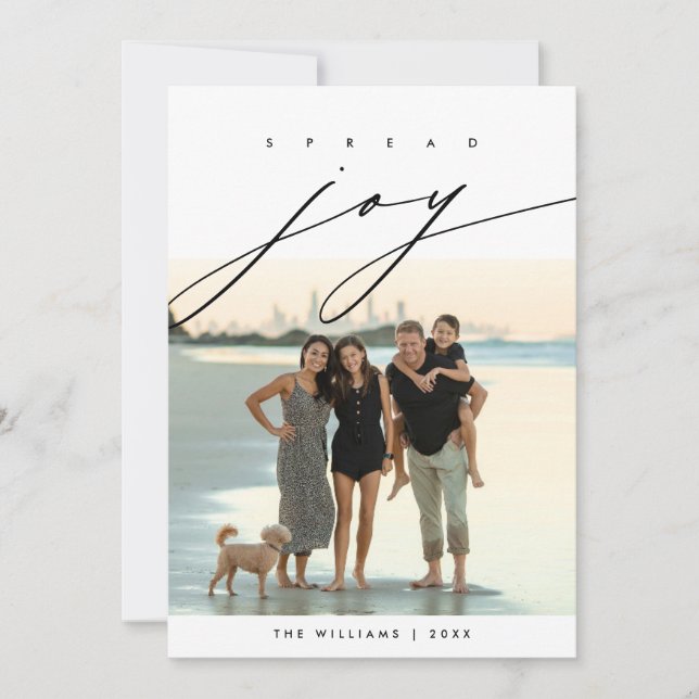 Spread Joy, Christmas Family Photo Layover Holiday Card (Front)