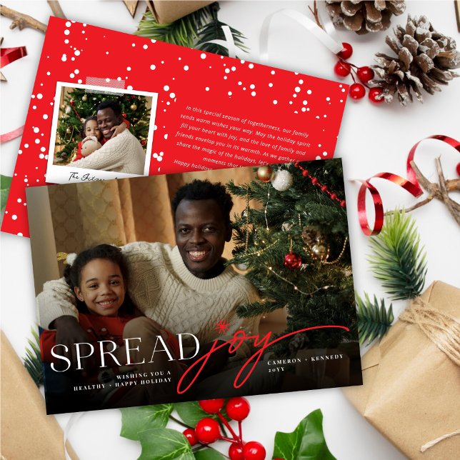 Spread Joy Classic Script Typography Modern Photo Holiday Card (Creator Uploaded)