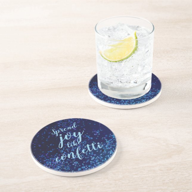 Spread Joy Like Blue Confetti   Coaster (Side)