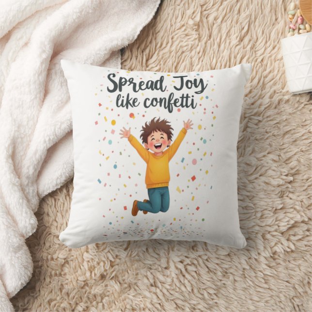 Spread Joy Like Confetti–Vibrant Positivity Design Cushion (Blanket)