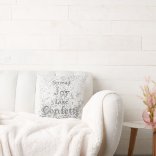 Spread Joy Like Confetti White Cushion