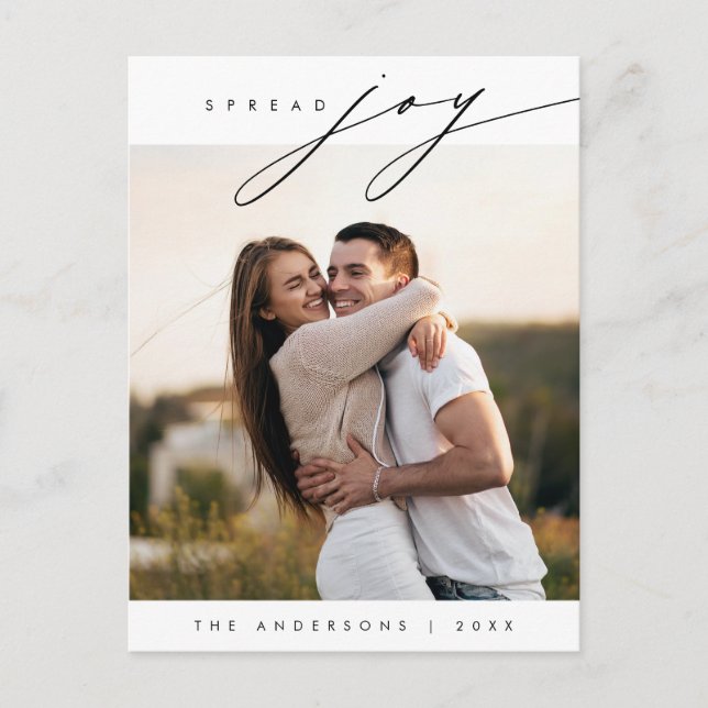 Spread Joy, Merriest Christmas Family Photo Modern Postcard (Front)